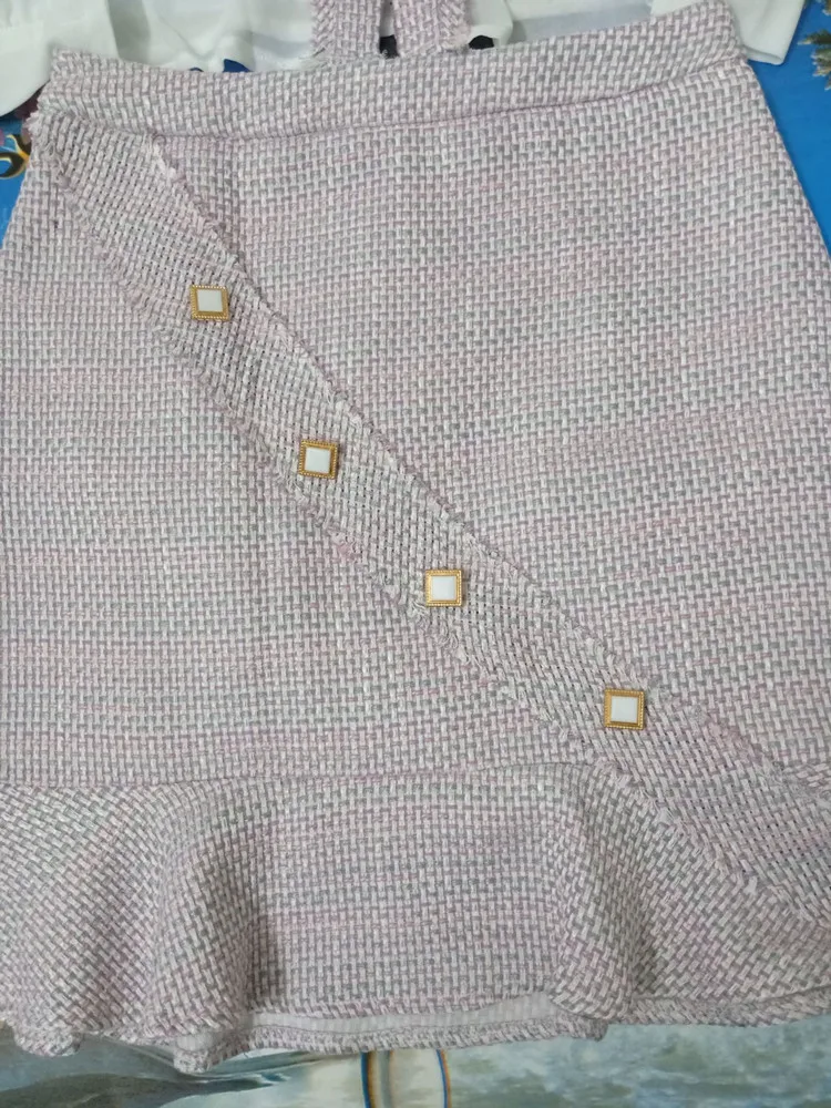 

New Elegant Office Wear 2 Pieces Set Women Long Sleeves Chiffon Patchwork Blouses+Ruffles Mermaid Slim Short Skirt Set Vestidos