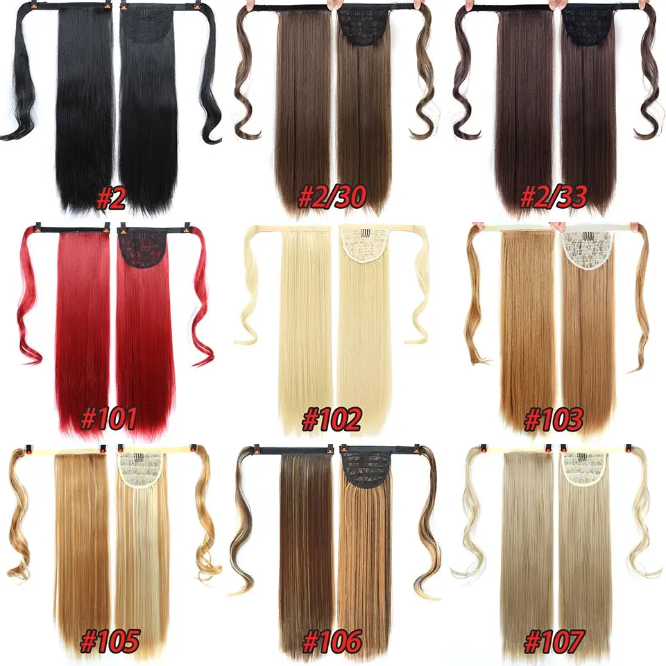 24 Inchs Curly Straight Ponytail Clip In Synthetic Hair Extensions Wrap on Hairpieces Fake Pageup | Шиньоны и парики