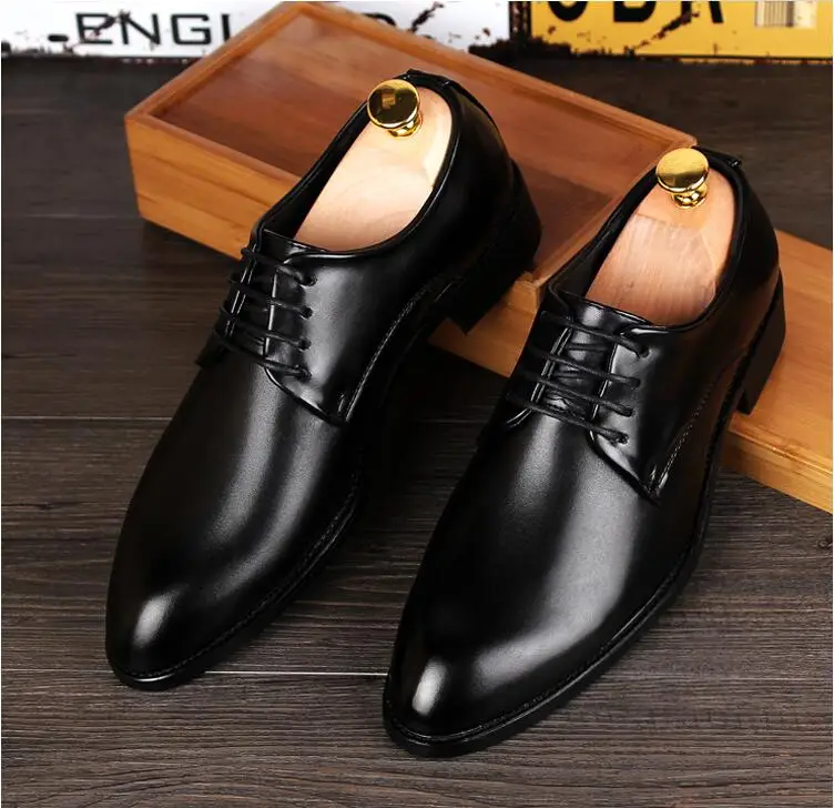 Мужские классические туфли большого размера из натуральной кожи увеличивающие