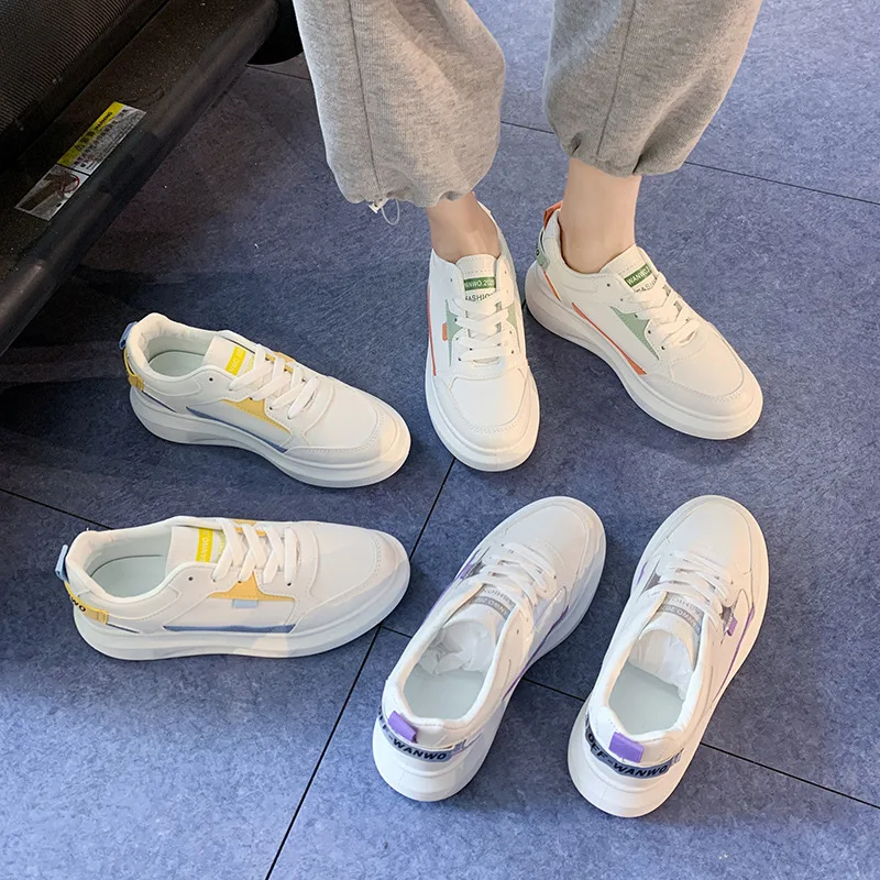 The bottom of the thick white shoe female tide the new spring 2021 han edition running board shoes ZY8823 leisure female stud
