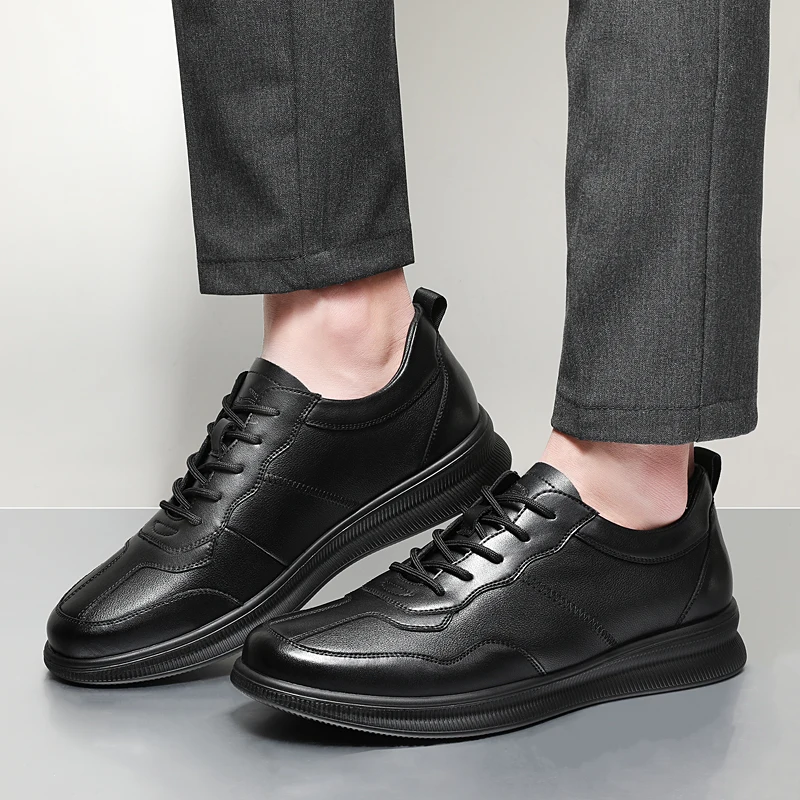 Мужская повседневная обувь из натуральной кожи на шнуровке Роскошные Мужские