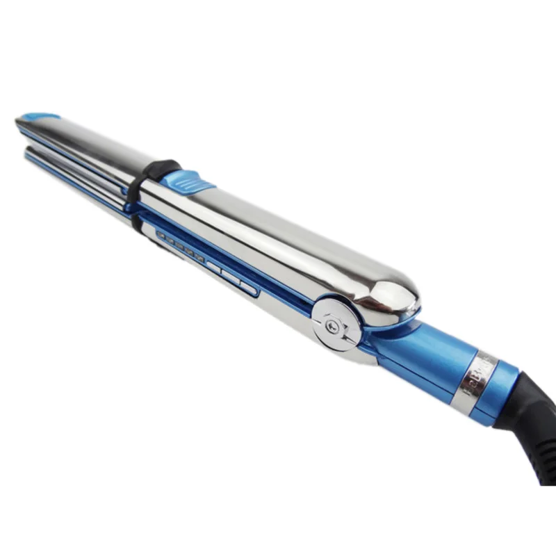 Нано титановый плоский утюжок керамический для завивки волос со светодиодным