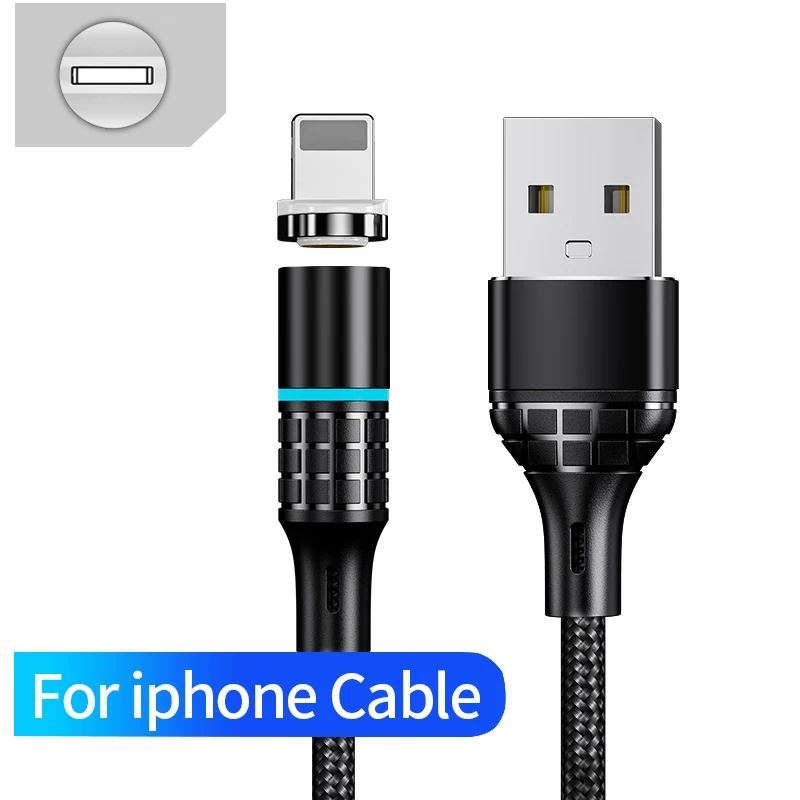 For ios Black Udyr Магнитный кабель Micro usb type C зарядный кабель для samsung iPhone 7 6 зарядное устройство быстрый Магнитный кабель USB C Шнур адаптер для проводов - Цвет: For ios Black