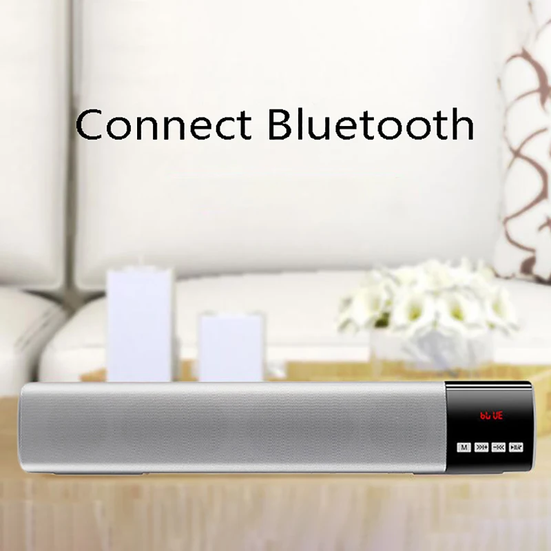 10 Вт беспроводной динамик s бас Саундбар с сабвуфером портативный Bluetooth ЖК-часы Mp3