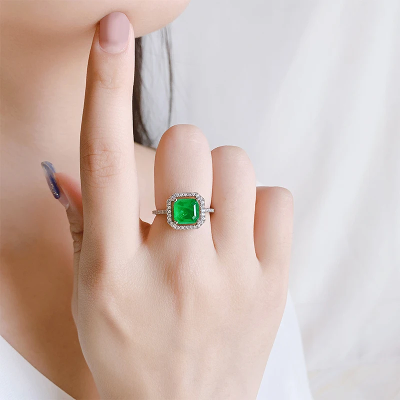 2020 Мода Крошечный для женщин кольца 8*8 мм 2CT квадратный изумруд огранки свадебное