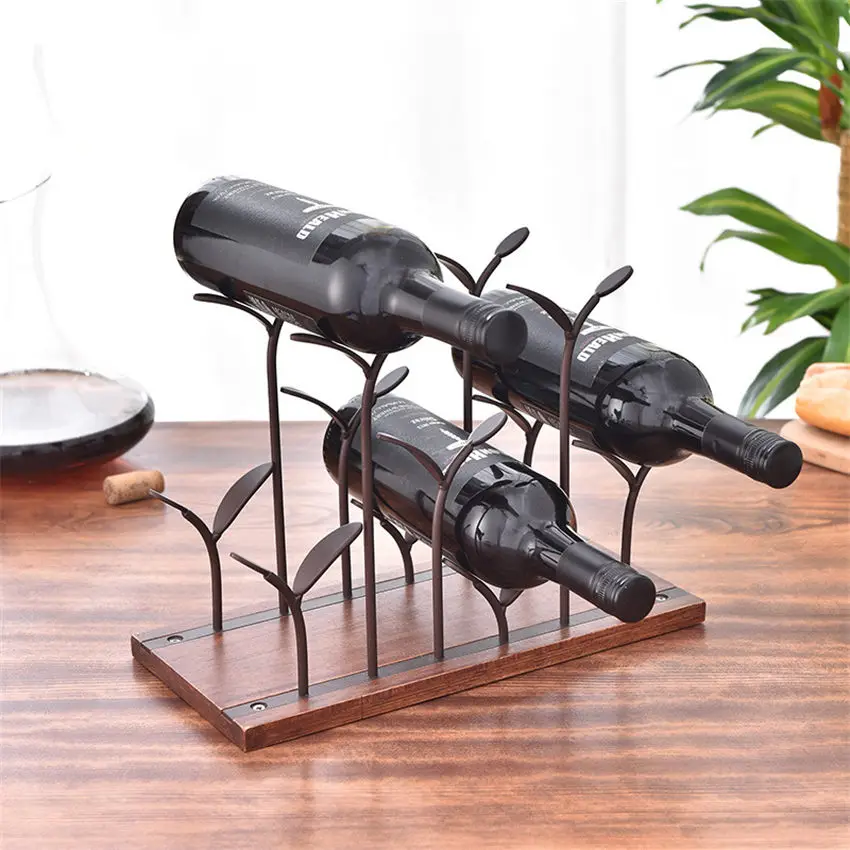 creative little sapling wine rack metal freestanding kitchen storage stand wine cabinet grape wine shelf display bar decorations free global shipping