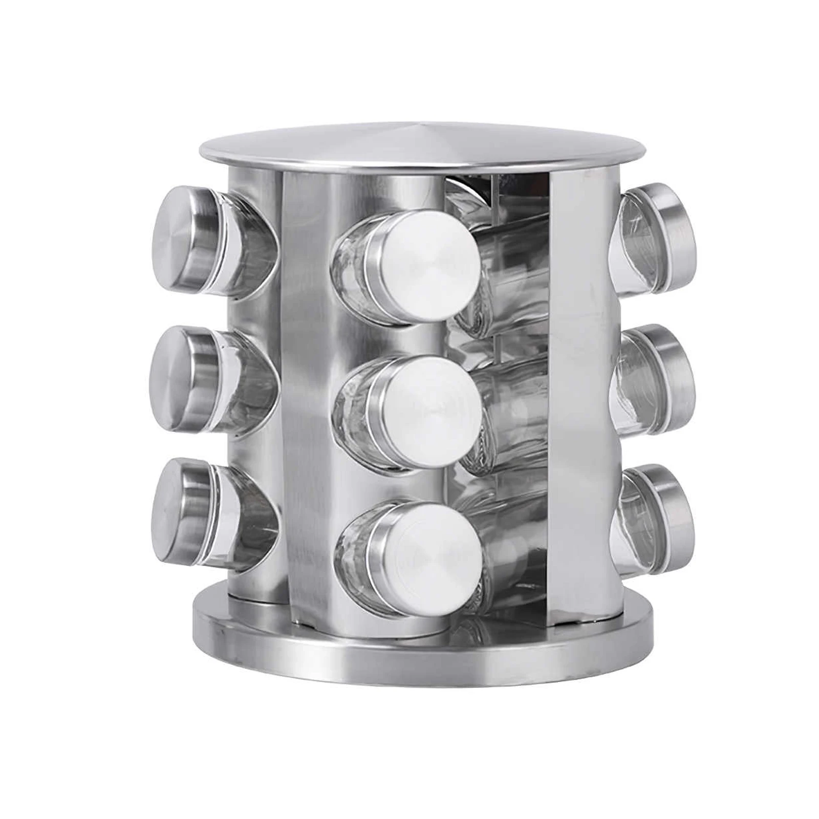 

Spice Rack Round Stainless Steel Spice Rack Organizer Countertop Spice Tower With 12 Spice Jars For Seasoning Dried Herbs