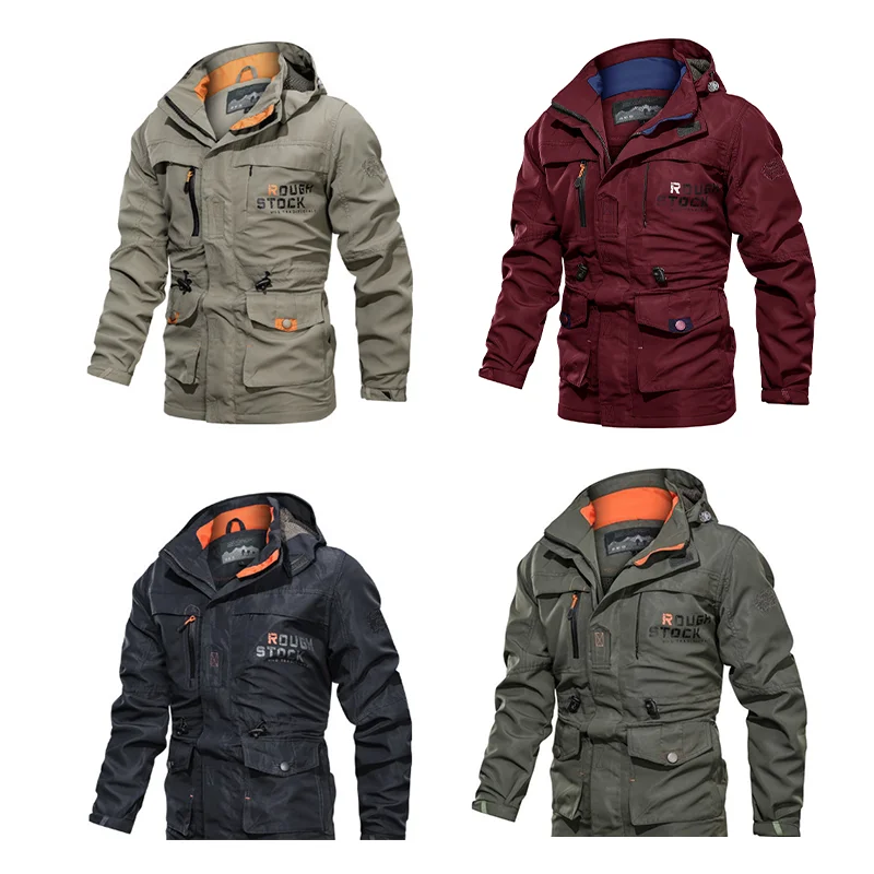 

HENCHIRY Men's Spring and Autumn Leisure Large Size Coat Thin Jacket Hooded Breathable Versatile Assault Suit Outdoor Men's Wear