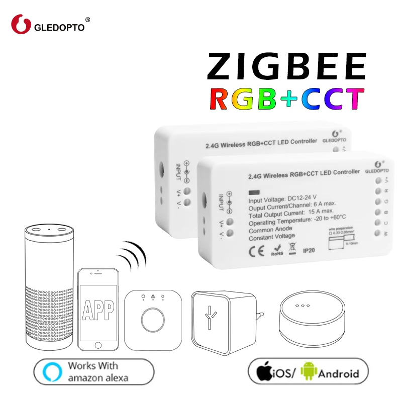 GLEDOPTO RGB+ CCT светодиодный контроллер Zigbee 1D/2ID версия UK ZIGBEE RGBCCT модули автоматизации smartThings для умного дома - Комплект: 2pcs
