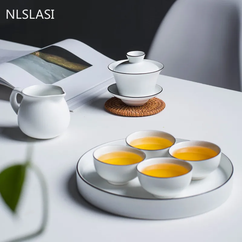 Новый стильный элегантный черный керамический чайный сервиз удобный дорожный