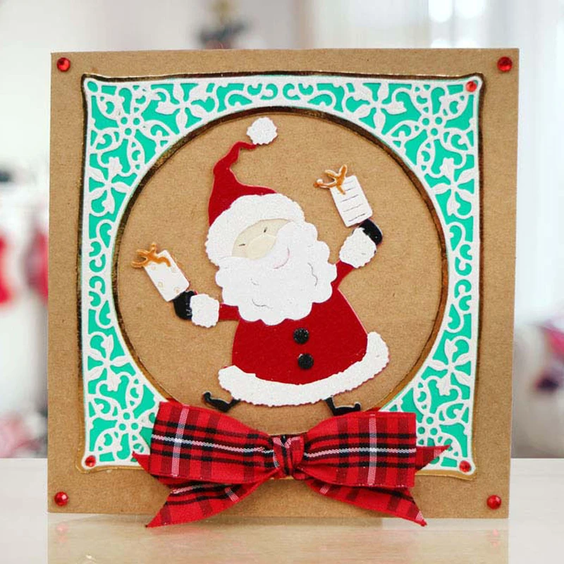 Танцующий Санта Клаус высечки для изготовления открыток очаровательные