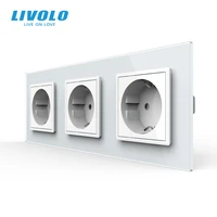 livolo new eu standard power socket outlet panel triple wall power outlet without plugtoughened glass c7c3eu 11235