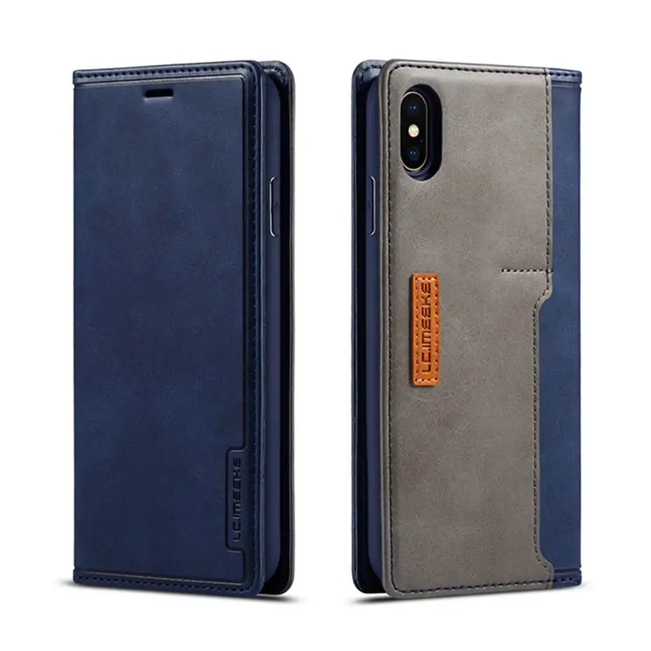 Роскошный кожаный флип-чехол смешанных цветов для IPhone X XS XR XS Max Phone Чехол для iPhone 6 6s 7 8 Plus, чехол-кошелек