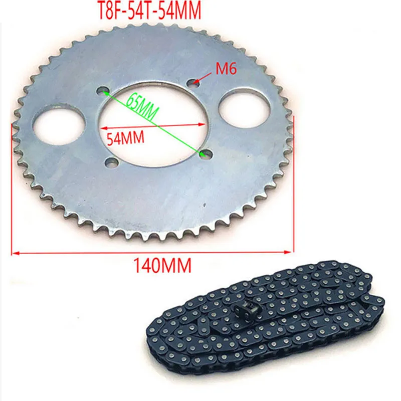 47cc 49cc T8F цепь 136 звеньев и 38 54 74 зубья цепная пластина Звездочка для Мини Мото atv quad 2
