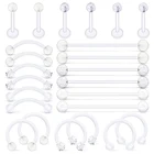 Прозрачные Серьги, Надеваемые На ушной хрящ фиксаторы для пирсинга, гибкие акриловые Спиральные кольца, носовая губа гвоздик для брови для трагуса септума, подковообразное кольцо, белый