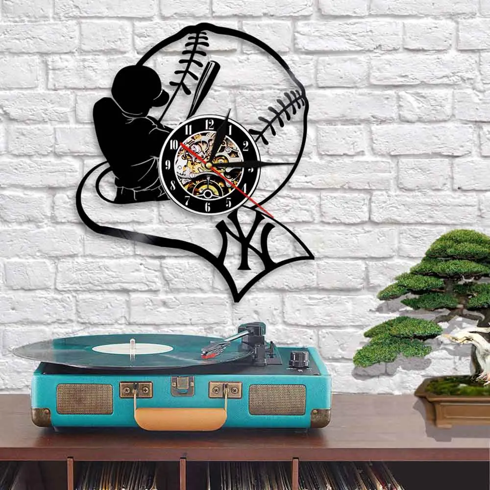 Бейсбольные декоративные виниловые часы 12 &quotспортивный светодиодный настенный