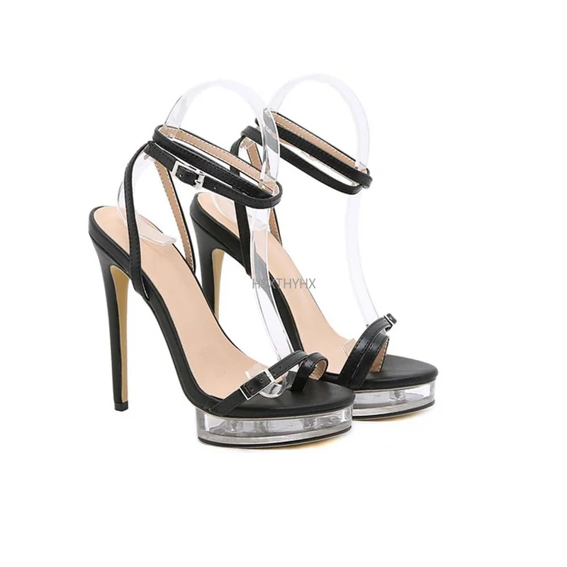 

Женские босоножки с бантом-бабочкой, прозрачные босоножки на платформе с открытым носком и ремешком с пряжкой, черные и белые туфли на каблу...