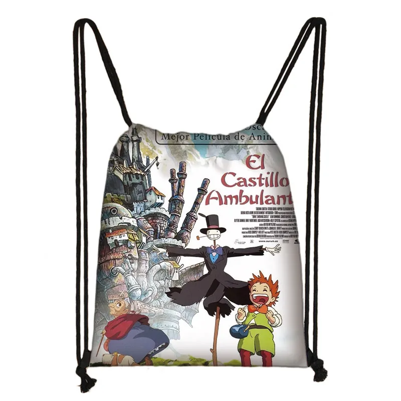 

Рюкзак Miyazaki Hayao с мультяшным изображением хоющего замка, сумка на шнурке с принтом, повседневный рюкзак для мальчиков и девочек, рюкзак на шн...