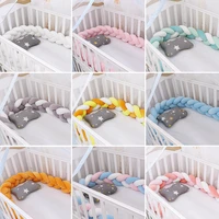 fashionable 19 27 baby bed crib bumper 1 5m2m3m baby nest protector weaving plush twist knot cot bumper dropshipping infantil
