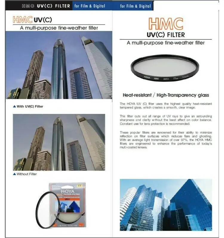 

Hoya HMC UV(c) Lens Filter 37 40.5 43 46 49 52 55 58 62 67 72 77 82mm Slim Frame Digital Multicoated MC UV C for Camera Lens