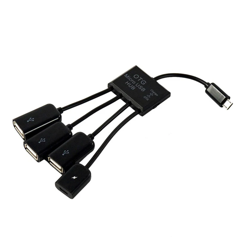 Черный 4 в 1 Micro USB Hub Male to Female Three 2 0 Host OTG адаптер HUB зарядный кабель Cable для Samsung tablet и
