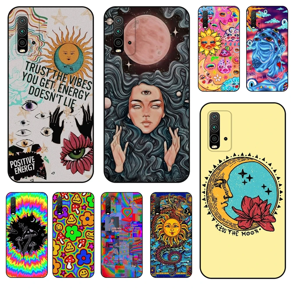 Для Redmi 9T Черный Водонепроницаемый 3D задняя эстетика хиппи арт Самый дешевый