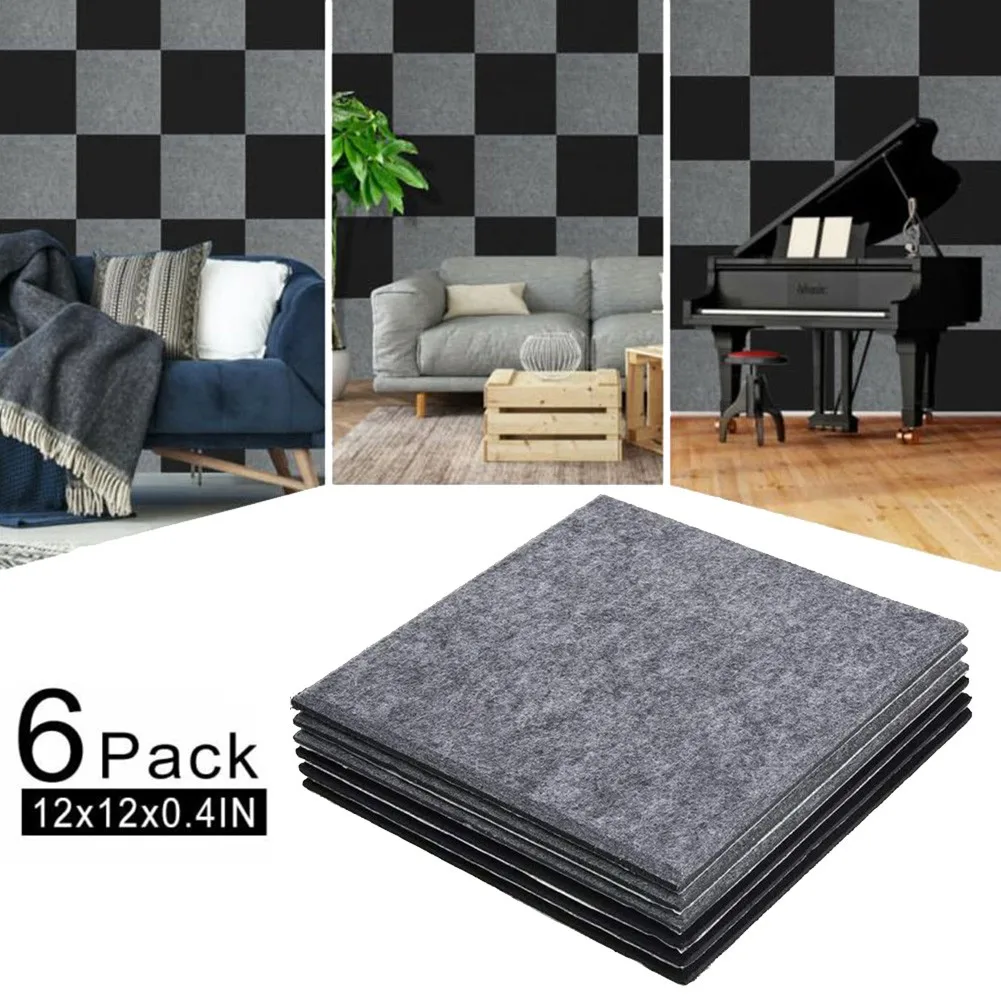 

6Pcs 30x30x9mm Studio Acoustic Foam Panels Wall Soundproof Foam Sponge Pad KTV Room Sound Absorbing Panels Parts Accessories
