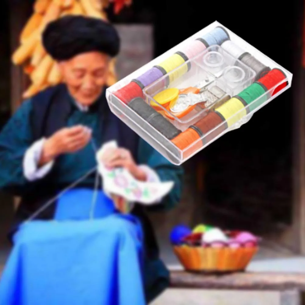 Портативный швейная коробка нитки стежки иглы Набор инструментов ткань кнопки