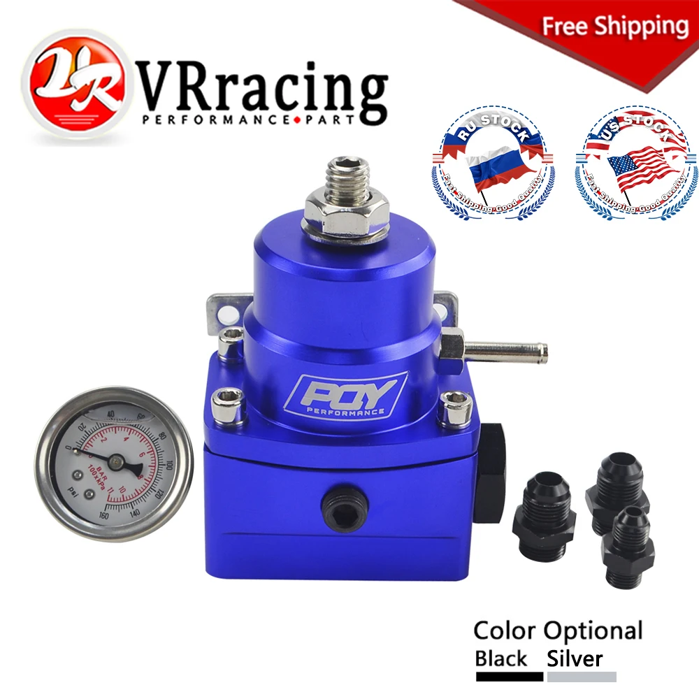 

FREE SHIPPING AN8 high EFI pressure fuel regulator w/ boost -8AN 8/8/6 PQY Fuel Pressure Regulator with gauge VR7855