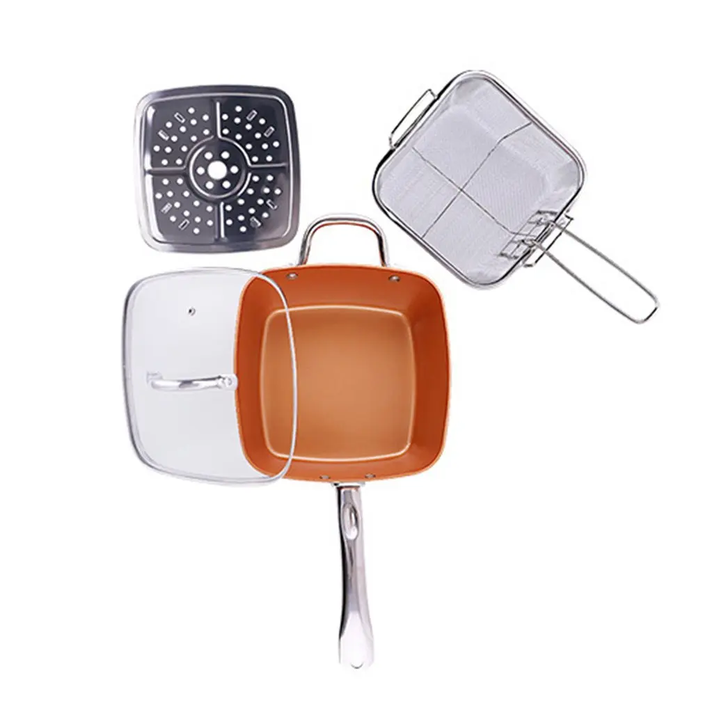 Медная сковорода Алюминиевый горшок из меди четыре штуки антипригарный костюм