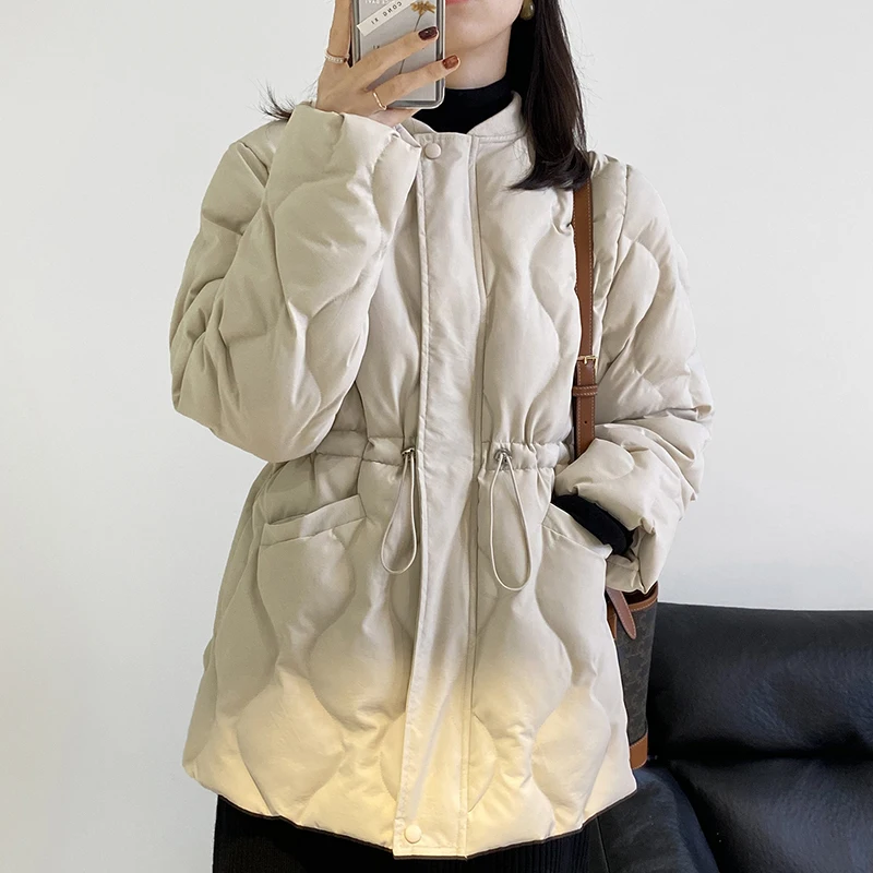 

Ailegogo New Autumn Winter Women Loose Warm Padded Jacket Streetwear Female Solid Color Zipper Cotton Coat Slim Lady Outwear