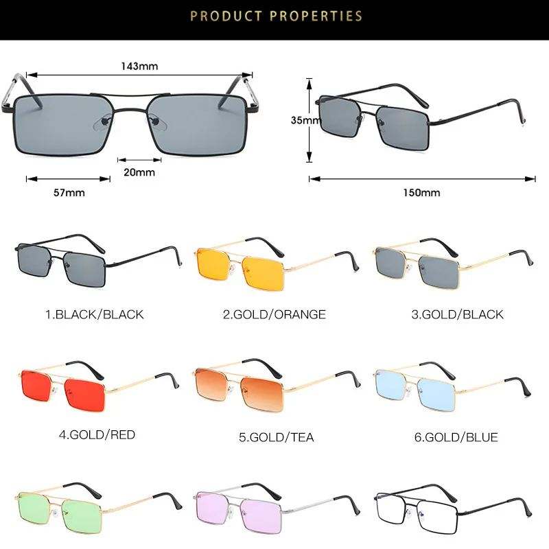 Маленькие квадратные солнцезащитные очки для женщин 2020 металлическая оправа из