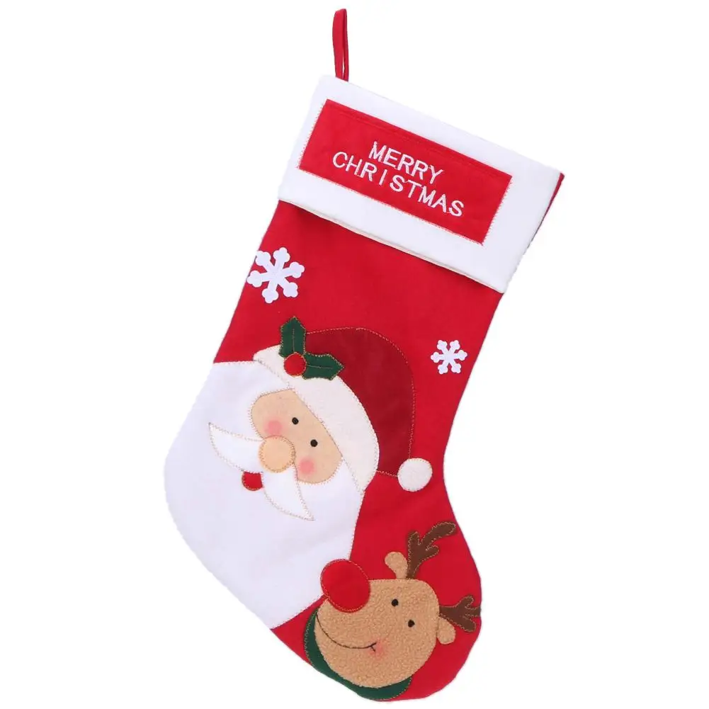 Рождественские чулки в клетку Дед Мороз декоративная сумка для хранения