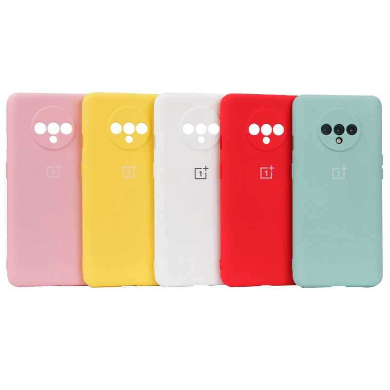 Оригинальный жидкий силиконовый чехол Oneplus 7T Мягкий защитный шелковистый