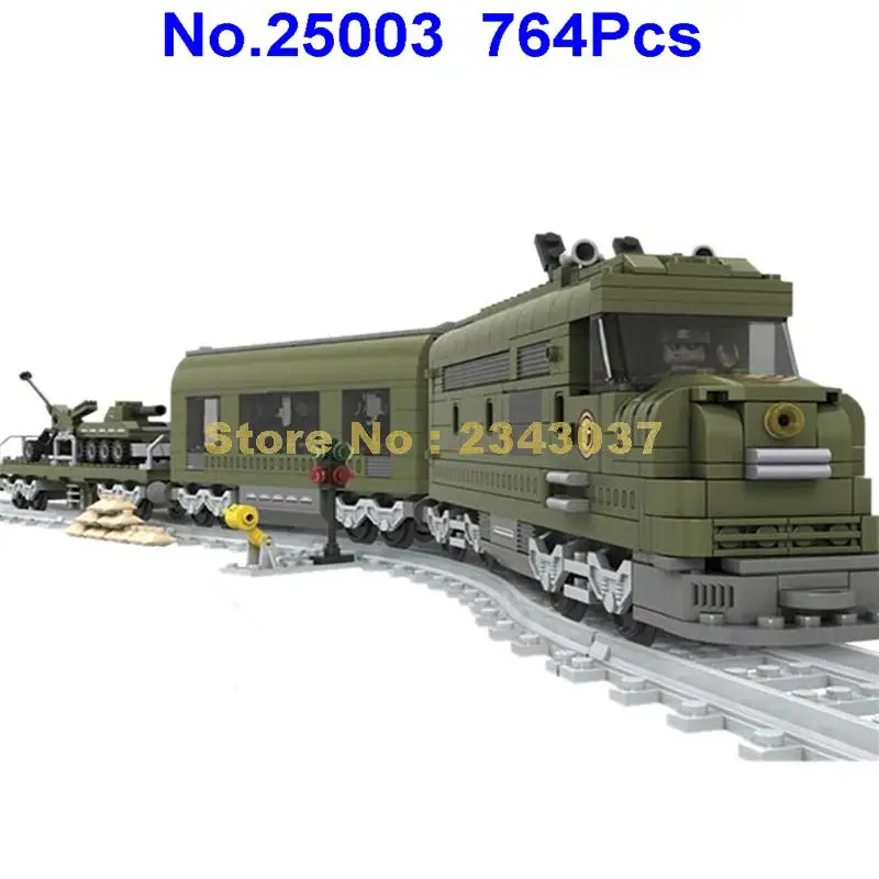 Ausini 25003 764 шт Строительный поезд серия военный Железнодорожный строительный блок игрушка
