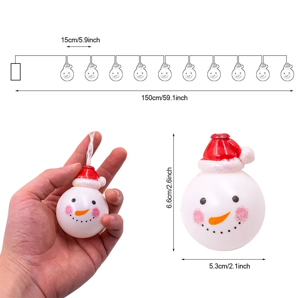 Рождественский 10 Светодиодный светильник Гирлянда снеговик Санта Клаус