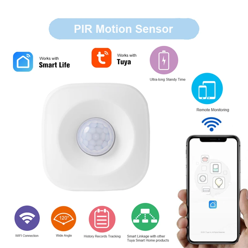 

Tuya Smart Life Smart Home Security Alert System Wifi PIR Motion Sensor Wireless Passive Infrared Alarm Detector Burglar Alarm