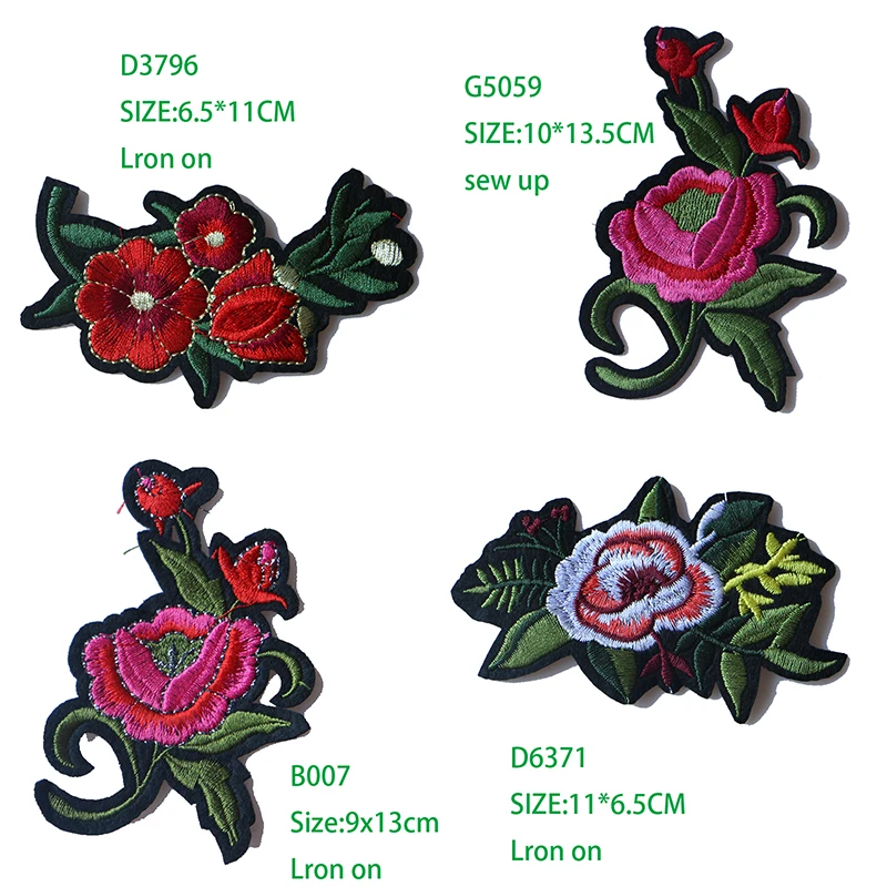 Роза с листьями в любви вышитые железные нашивки для одежды DIY полосатая одежда