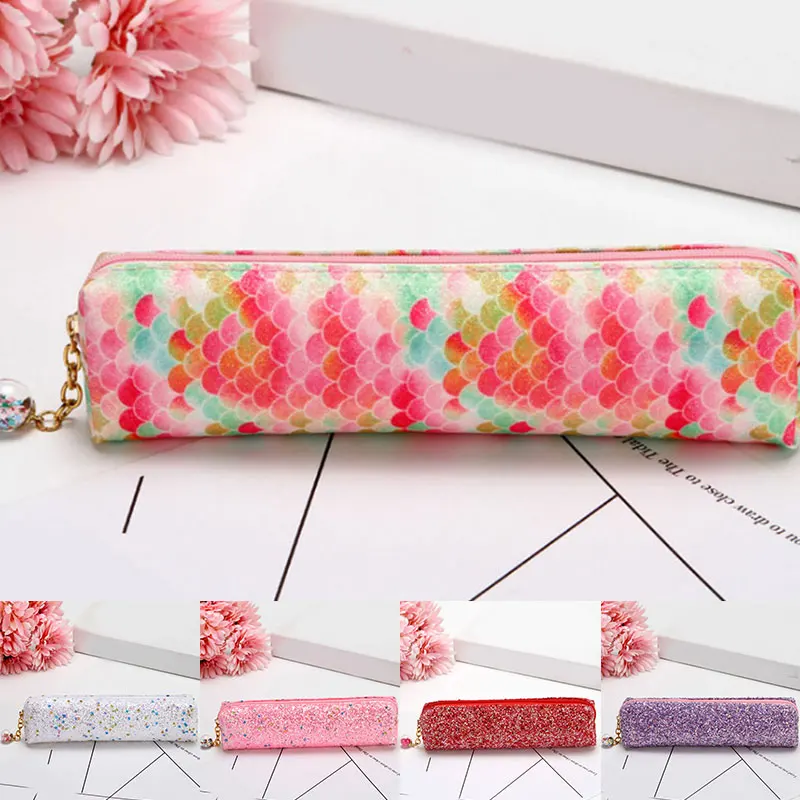 

Sequins Creative Stationery Bag Kawaii Pencil Case Stationery Bag Zipper Personality Shiny Pen Case Creative Pencil Case