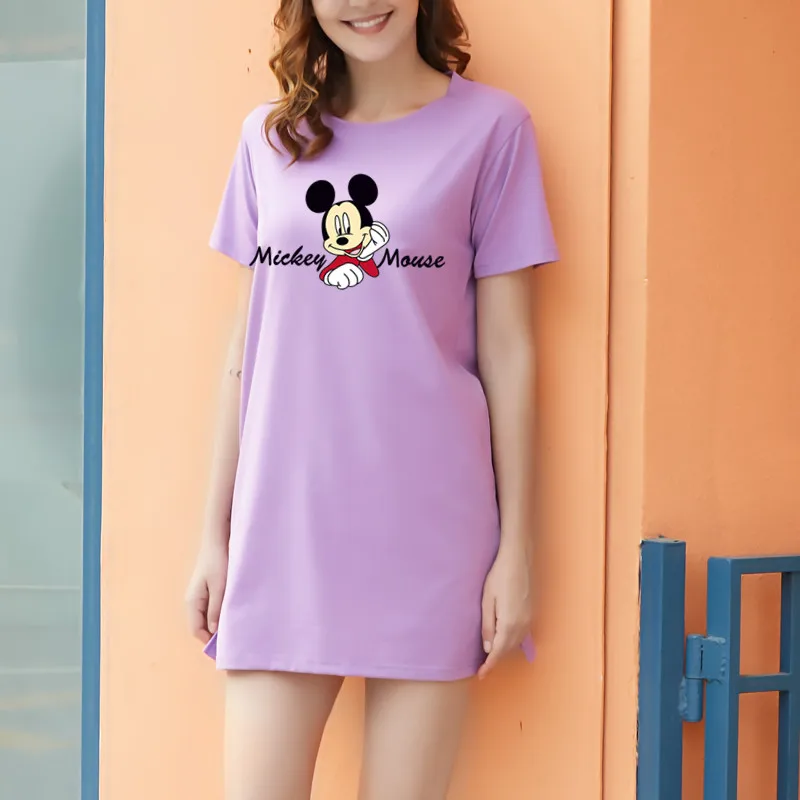 

Disney Anime Spring Summer Casual Women's Clothing Cute Mickey Mouse Print Short Sleeve Long T-Shirts Female Ladies Fashion Tops