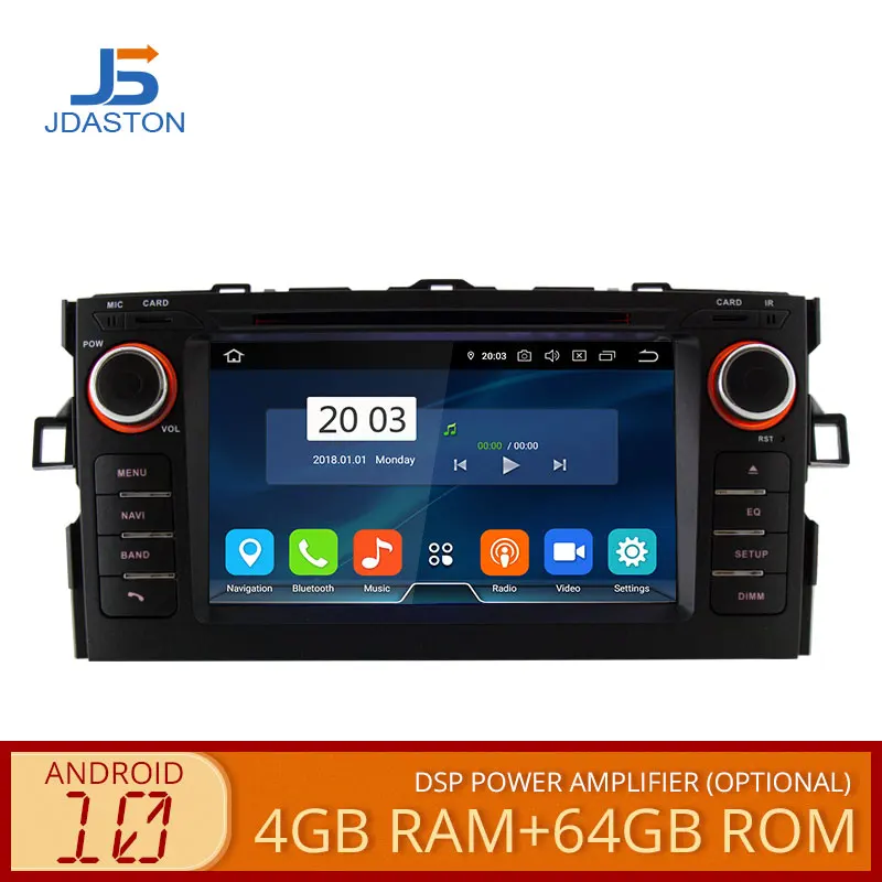 JDASTON Android 10 0 автомобильный DVD плеер для Toyota AURIS 2008 2012 мультимедийный GPS навигатор 2