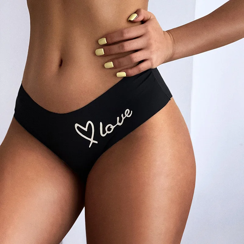 

Ice Silk Seamless Women Panties Sexy Briefs Girls Thong Letter Low-Rise Soft Underwear Lingerie High Quality G String Intimates