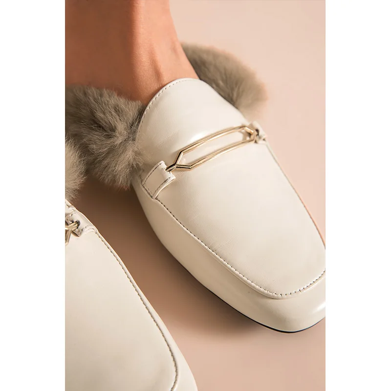 BeauToday/женские меховые тапочки из овечьей кожи с кроличьим мехом Женские туфли на