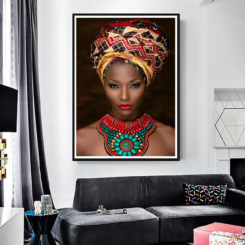 

Beauty Girl Art African Art Woman Oil Painting on Canvas Cuadros Posters and Prints Scandinavian Wall Picture for Living Room