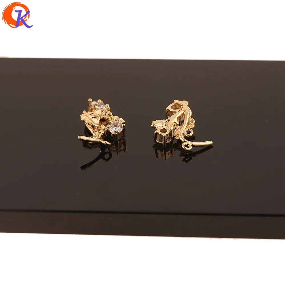 

Cordial Design 20Pcs 14*25MM Jewelry Accessories/DIY Making/CZ Charms/Genuine Gold Plating/Leaf Shape/Hand Made/Earring Findings