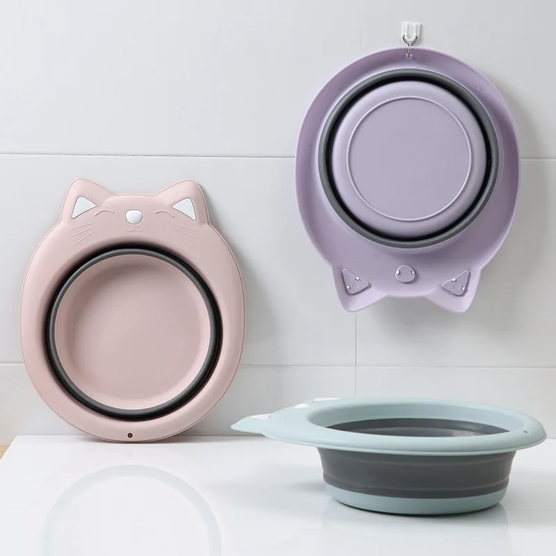 

Large Folding Wash Basin Plastic Eco-Friendly Portable Travel Camping Cartoon Children Washbasins Bathroom Laundry Accessories