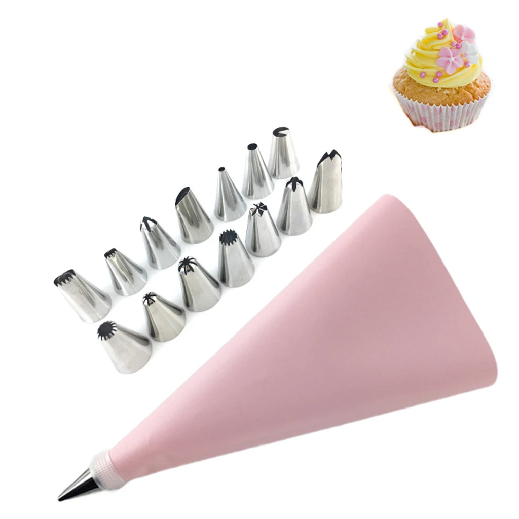 

Reusable Piping Pastry Bag with & Nozzle Tips Cake Decor DIY Tools Set