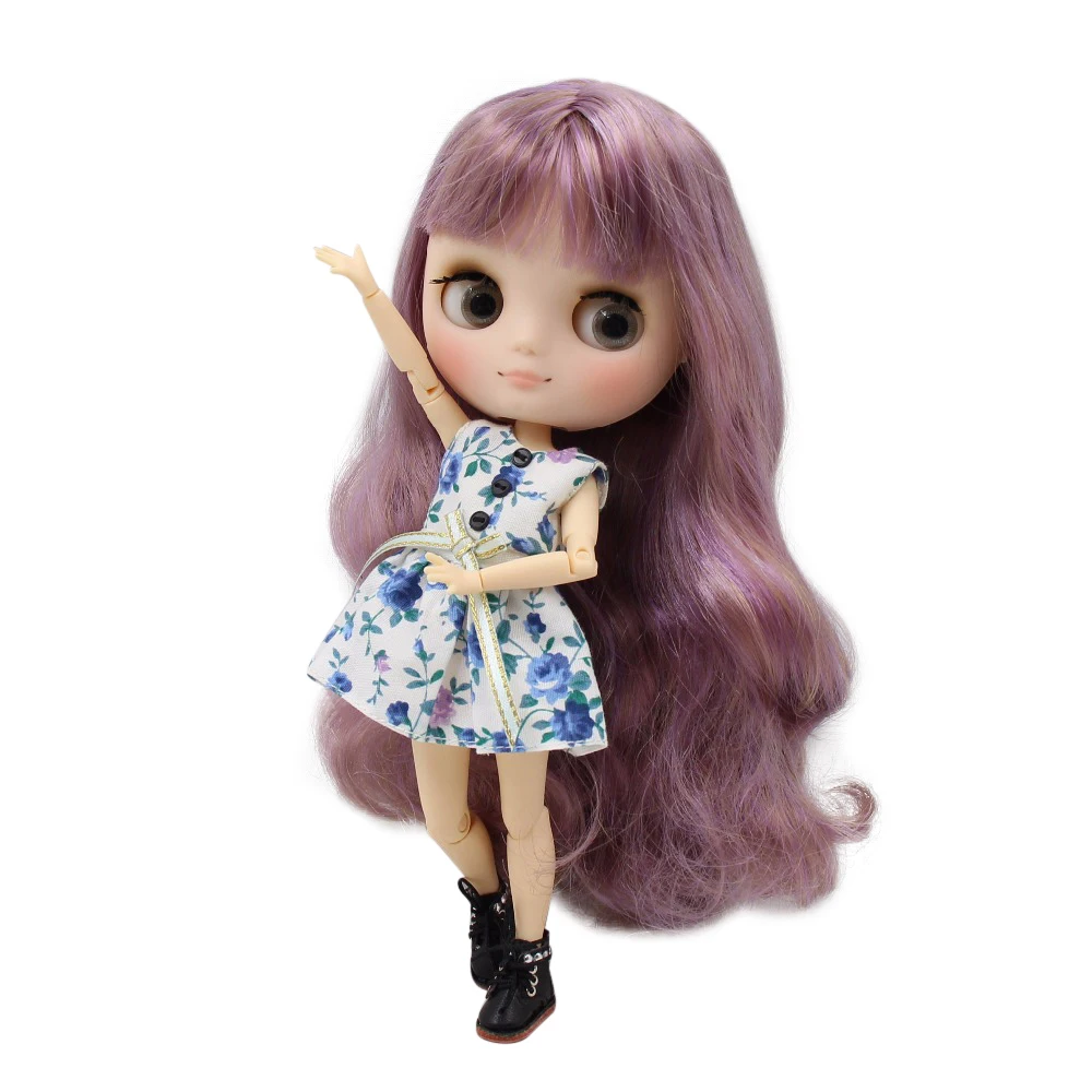 Blyth Middie кукла фиолетовая микс коричневый волос шарнир Кукла матовое лицо 1/8