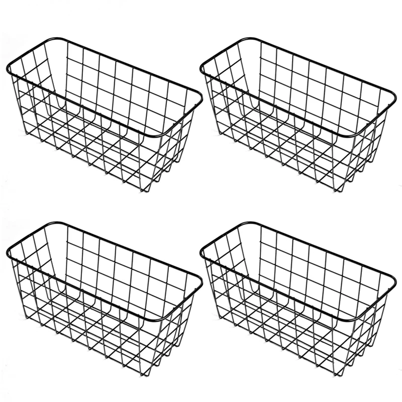 

4 Pcs Wall Mounted Iron Storage Basket Nordic Desktop Organizer for Bathroom Sundries Container Kitchen Storage Holder