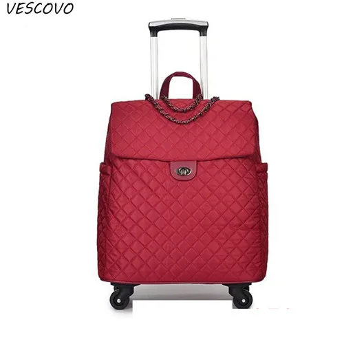 red VESCOVO 20 дюймов портативная дорожная сумка с колесиками женская сумка легкая большая емкость чемодан сумка для переноски - Цвет: red